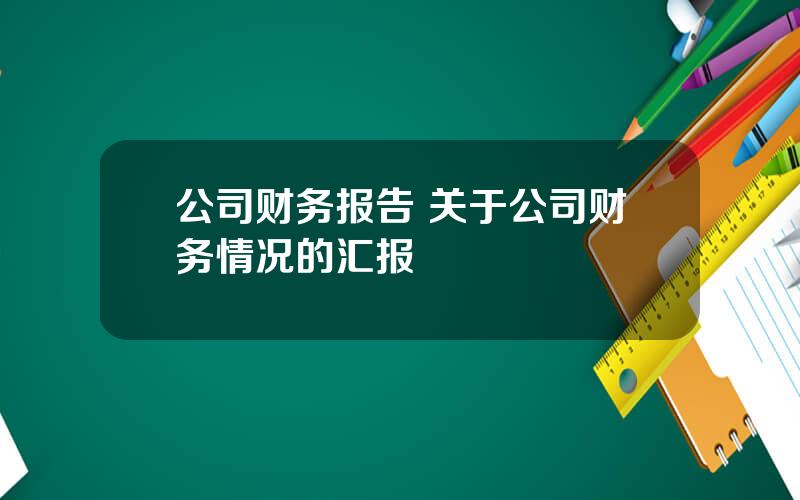 公司财务报告 关于公司财务情况的汇报